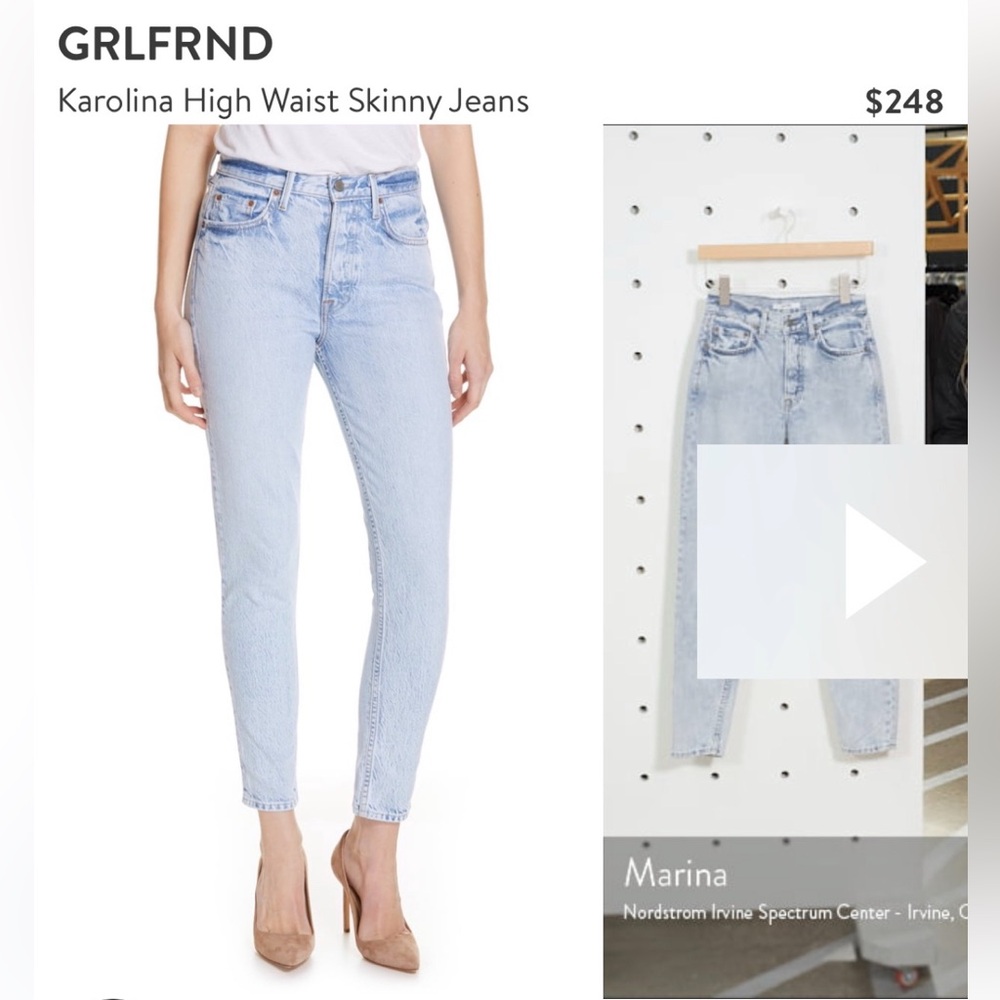 GRLFRND Karolina High Rise Skinny Jeans Light Wash Size 26